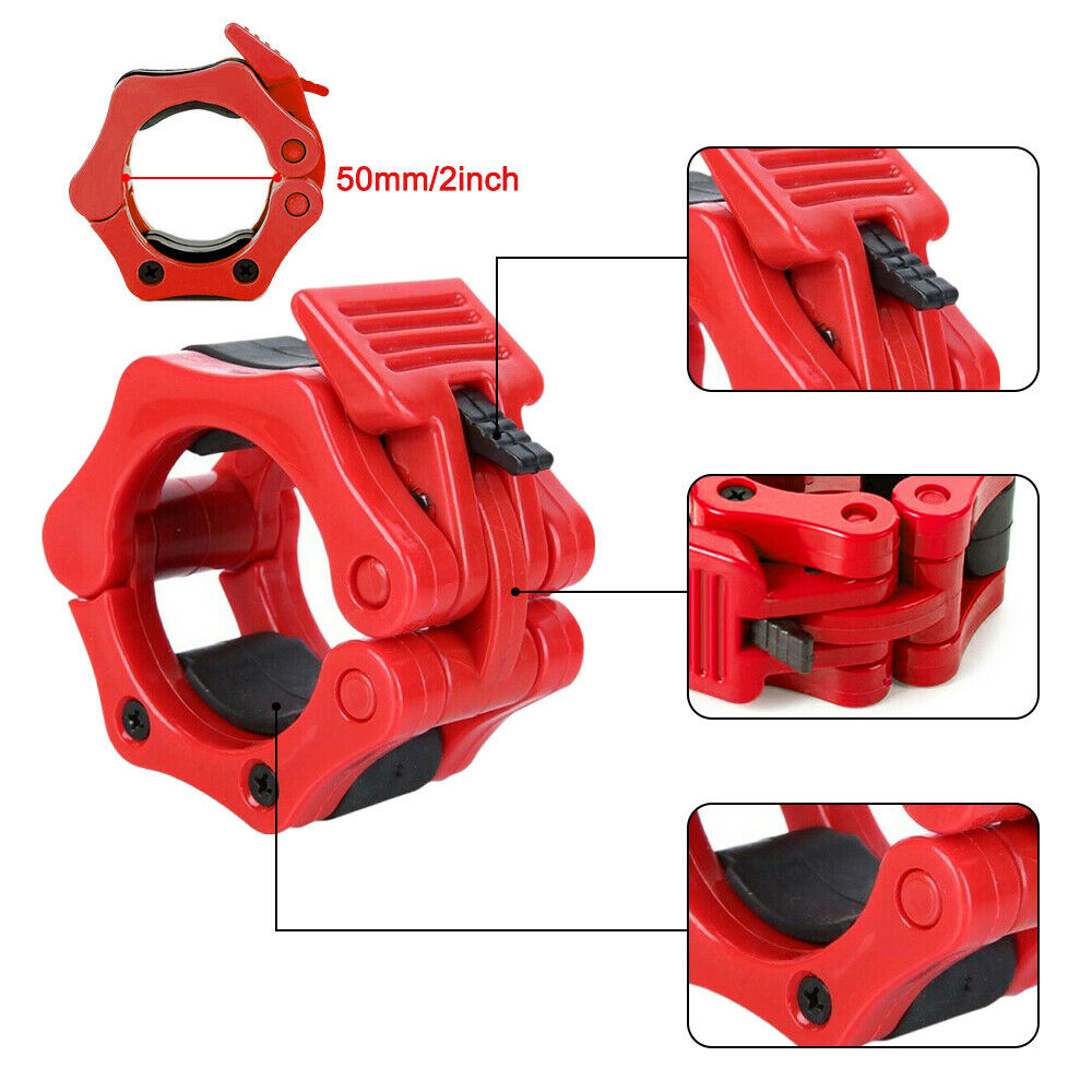 1 Pair Olympic 2" Spinlock Collars Barbell Collar Lock Dumbell Clips